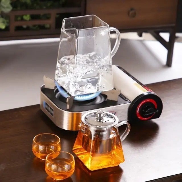 کتری قوری پیرکس با تفاله‌گیر کتری شیشه‌ای دم‌آوری چای و دمنوش برای پذیرایی