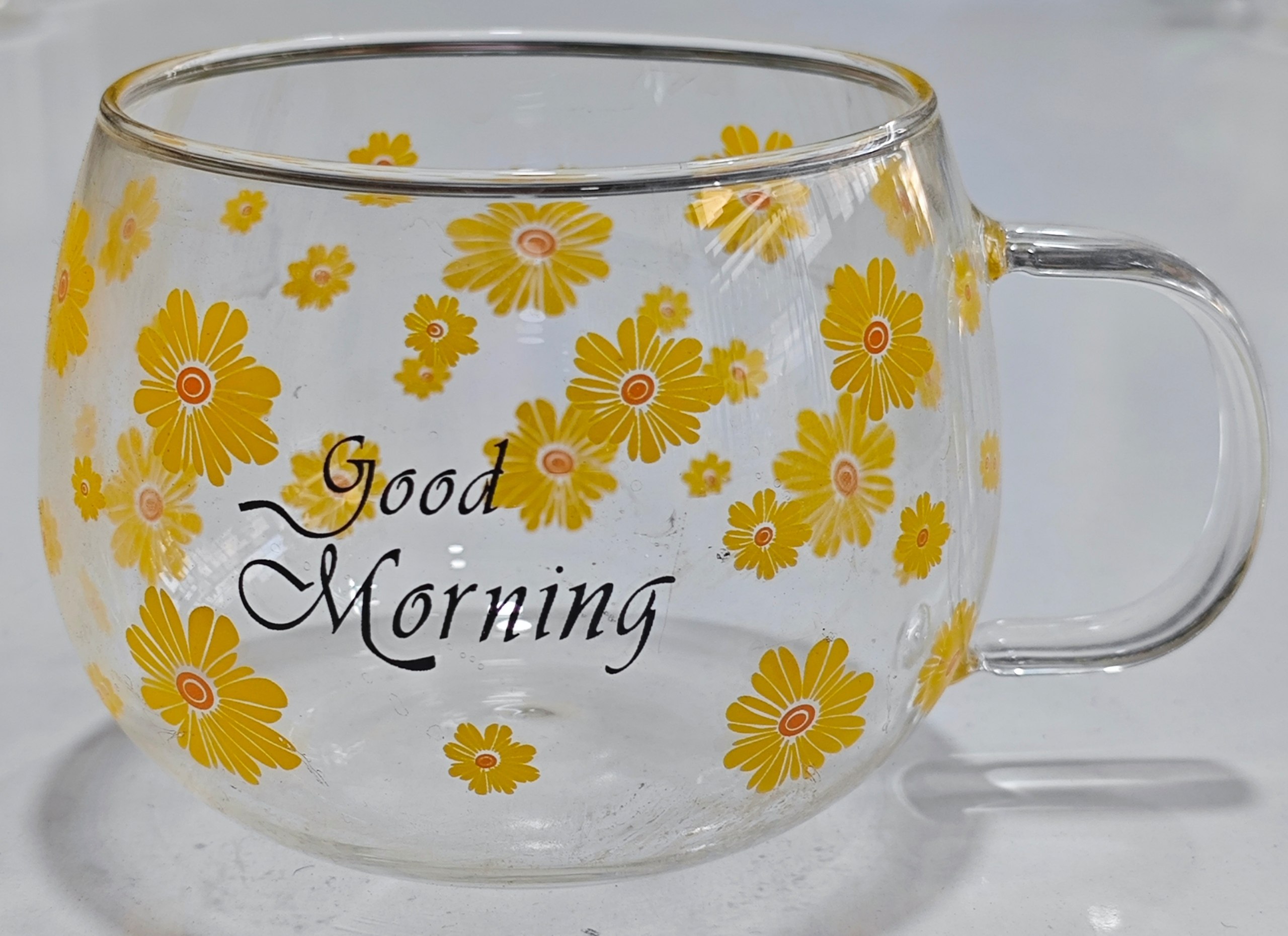 فنجان پیرکس گلدار فنجان شیشه‌ای طرح گل برای چای، قهوه و پذیرایی